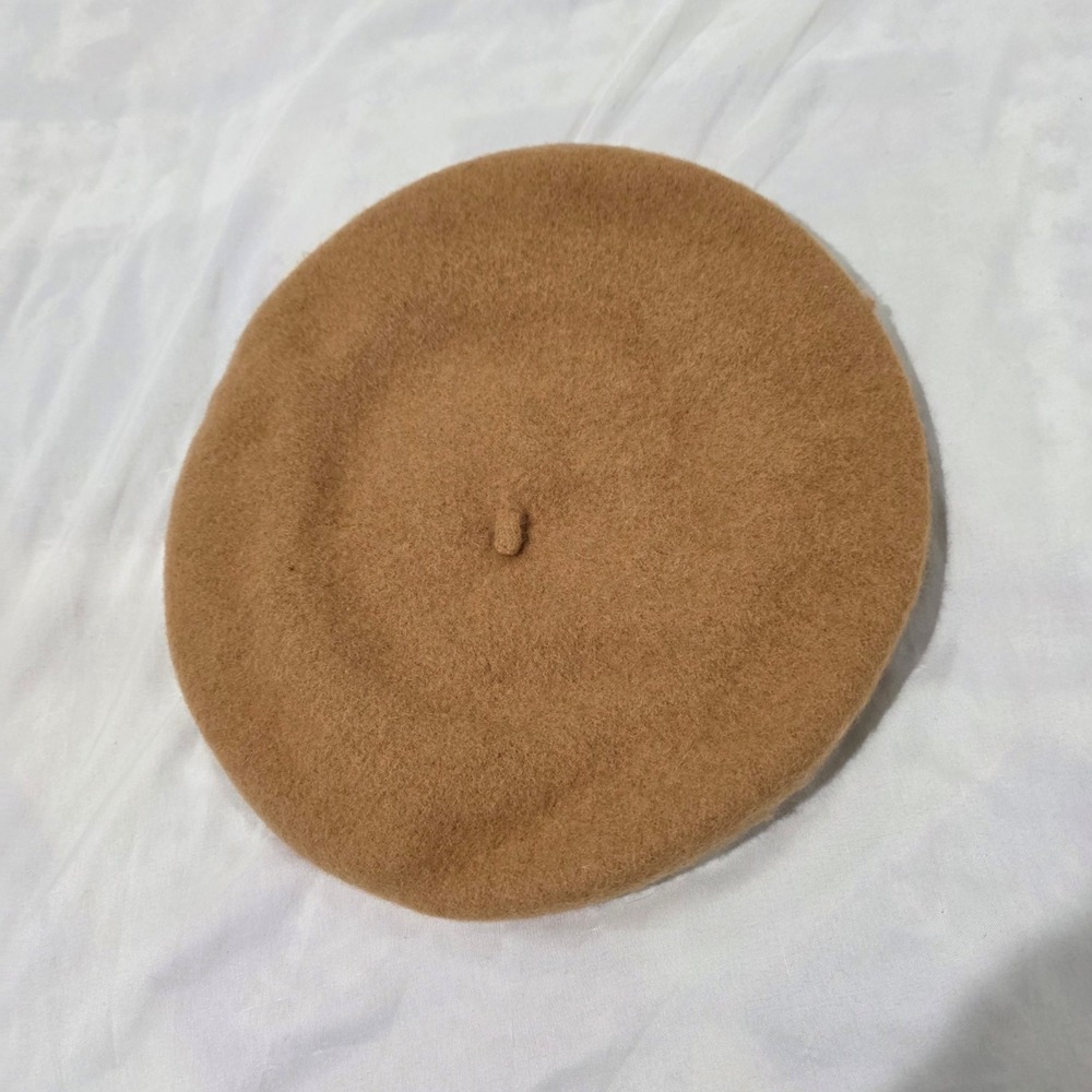 Nordstrom Rack Womens Beret Hat OS Camel Brown Wool Blend Felt Parisian Artsy